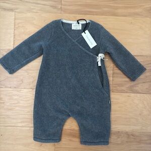 NWT Bacabuche Fleece Kimono Baby Romper Grey 9-12 months